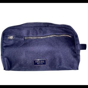(GUC)Prada- Cosmetic Dopp Bag, Navy Color, Zipper Front Pocket, LUXURIOUS!!!